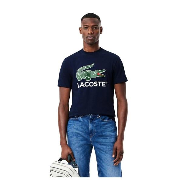Lacoste Mens Crocodile Print Regular T-Shirt - Navy - 