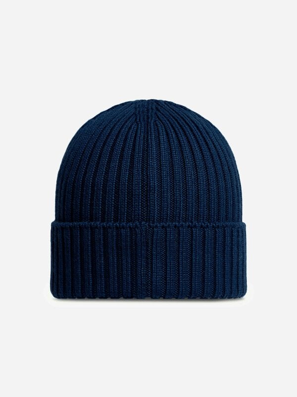 Moncler Enfant Kids Wool Logo Beanie Hat in Navy
