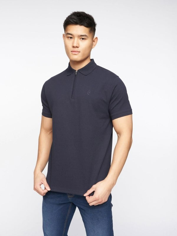 Crosshatch Telepart Zip Polo Navy