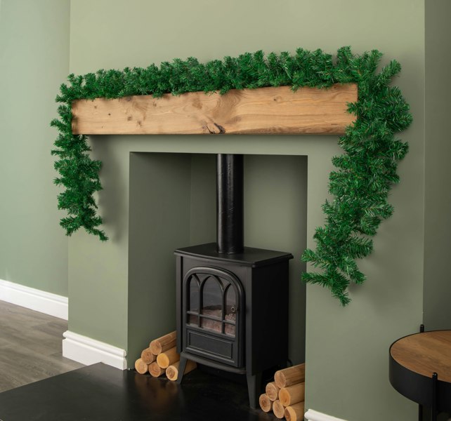 Samuel Alexander 2.7m x 20cm Plain Green Christmas Garland with 260 Tips