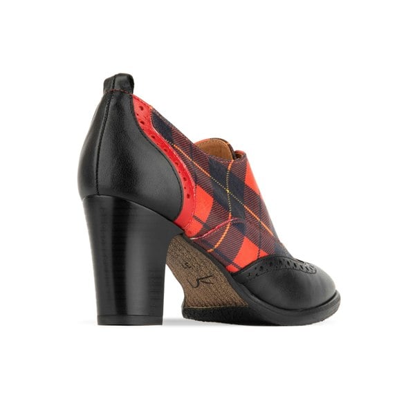 Embassy London Casino - Red Tartan - Women's tartan pattern leather oxford pump in 3 inch heel