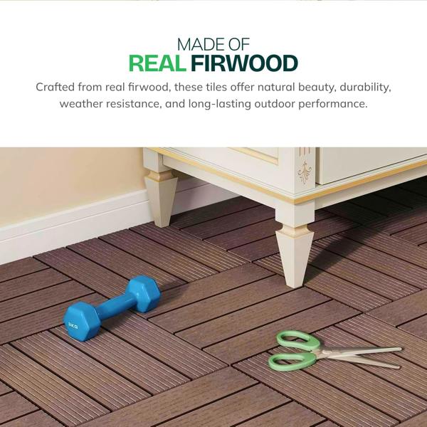 My Garden Outdoor Living My Garden Interlocking Decking Tiles Outdoor 5 Pack – 30x30cm Wood & Plastic Weather-Resistant, Easy Install
