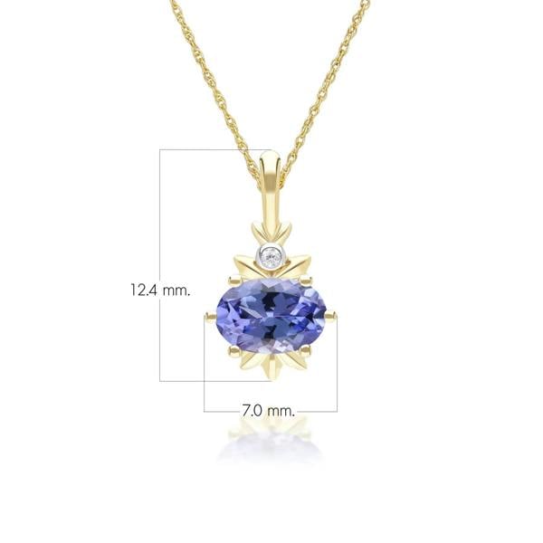 Gemondo Classic Oval Tanzanite & Diamond Pendant Necklace in 9ct Yellow Gold