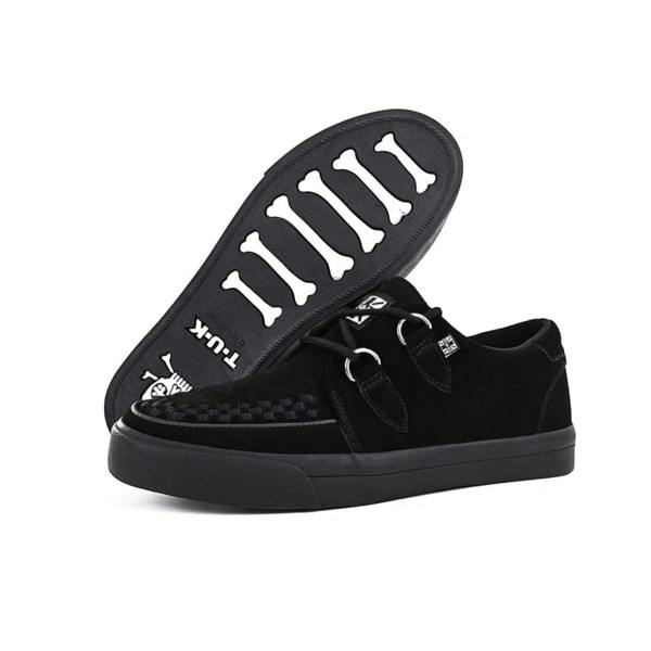 TUK Footwear TUK Pointed Creeper Sneaker Black Suede Platform Shoes - A9178
