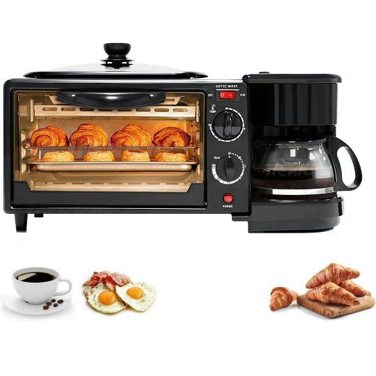 Havendro 3-In-1 Breakfast Machine, Portable Breakfast Maker with Non-Stick Griddle, Coffe