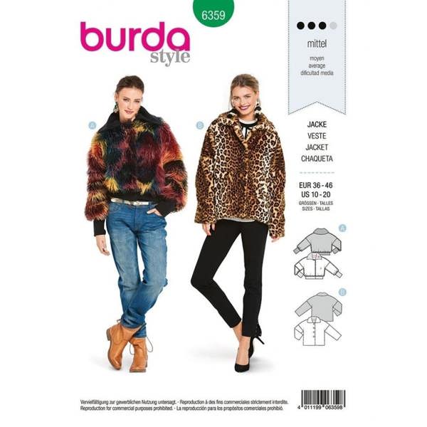 Burda Sewing Pattern 6359 Jackets and Coats For Women, 10 to 20  - Intermediate