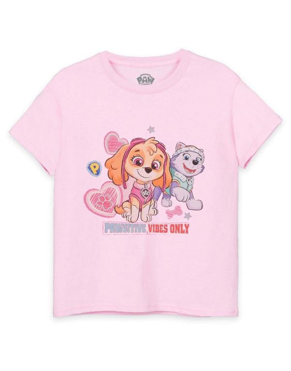 Paw Patrol Girls Pink Pawsitive Vibes Only Short Sleeved T-Shirt