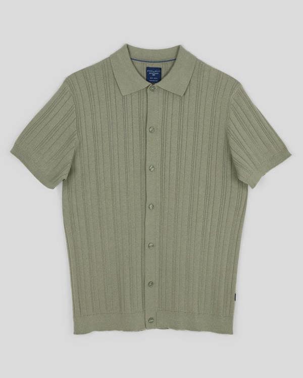 Steel & Jelly Kilburn - Stripe Textured Knitted Short Sleeve Shirt