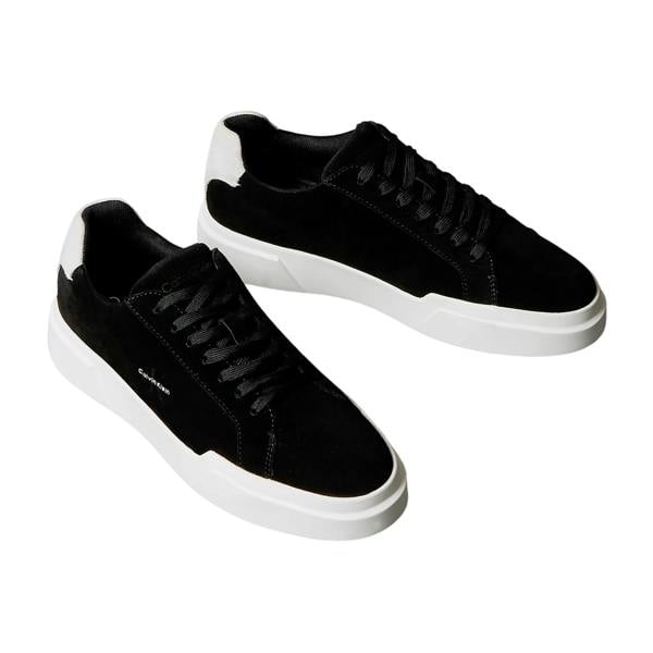 Calvin Klein Mens Suede Chunky Trainers - Black/White - 