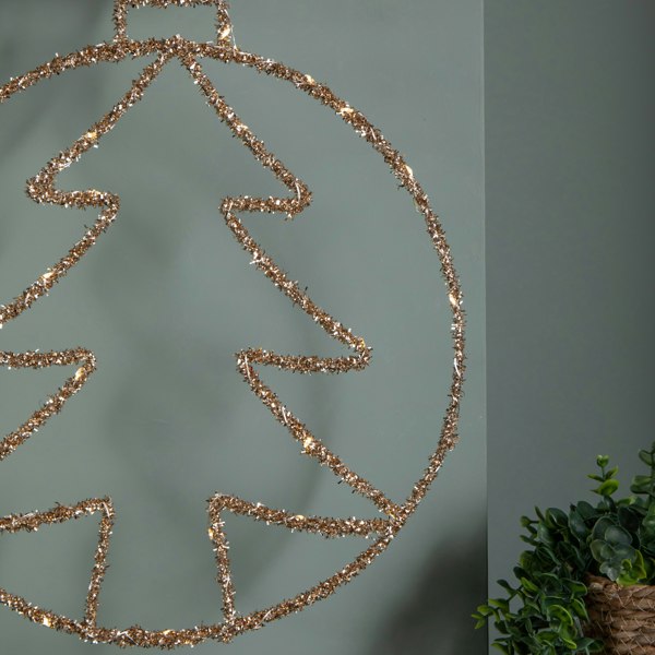 Samuel Alexander 49cm Battery Powered Light up Gold Christmas Tree Ball with Twinkling LEDs