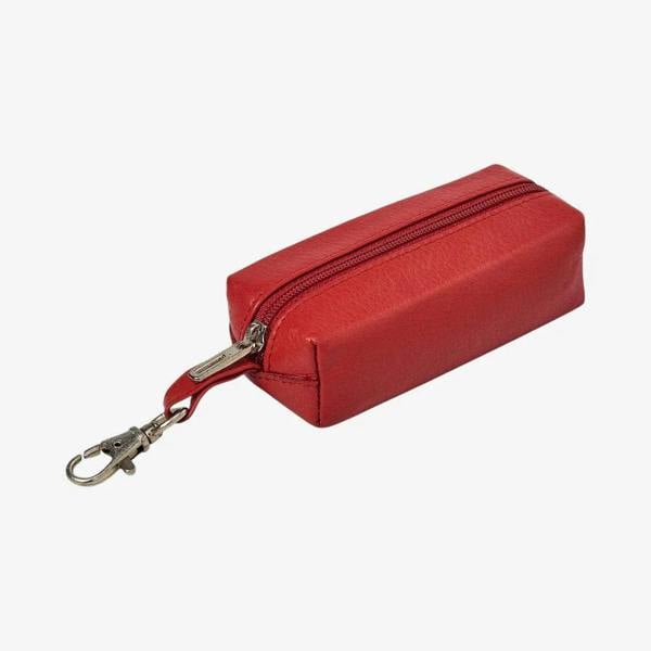 Miami real leather key case in red with zip closure