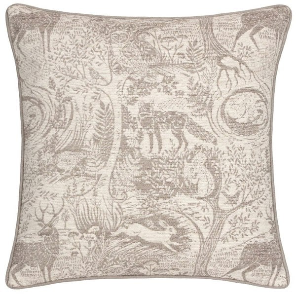 Furn Winter Woods Chenille Animals Cushion Cover - Taupe