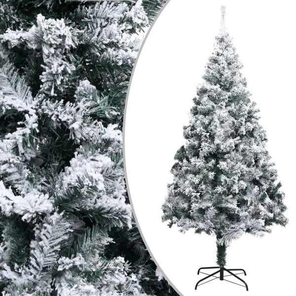 Berkfield Artificial Christmas Tree with Flocked Snow Green 240 cm PVC