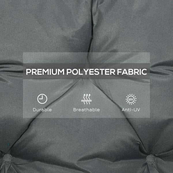 Dark grey polyester cushion fabric with visible stitching texture