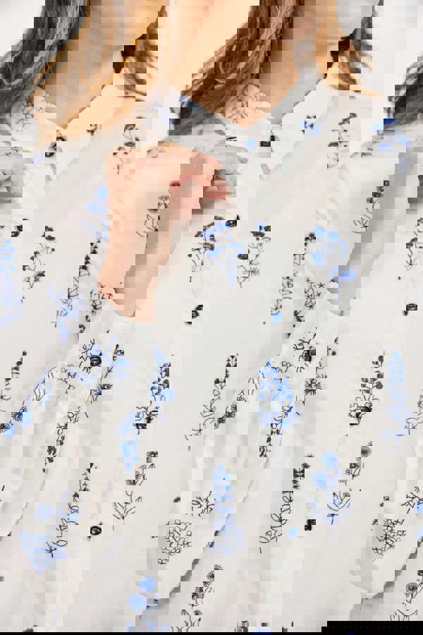 Embroidered Floral Cotton Shirt