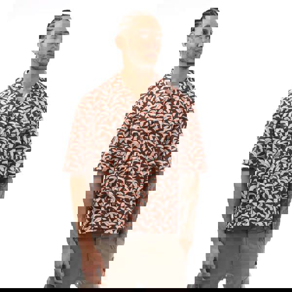 Boss Mens Lello Leaf Print Shirt - Brown - 