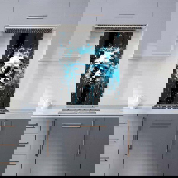 Warren Reed - Designer Blue Splashart Panda Face Kitchen Splashback