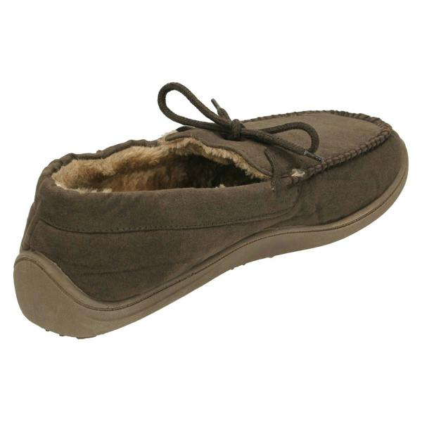 Spot On Mens Spot On Moccasin Faux Fur Lined Slippers