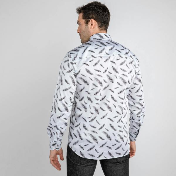 FEATHERS FLOATING PRINT SHIRT - Premium Men's Patterned Shirt by Claudio Lugli | Bold Design, Tailored Fit, Best Printed Shirts