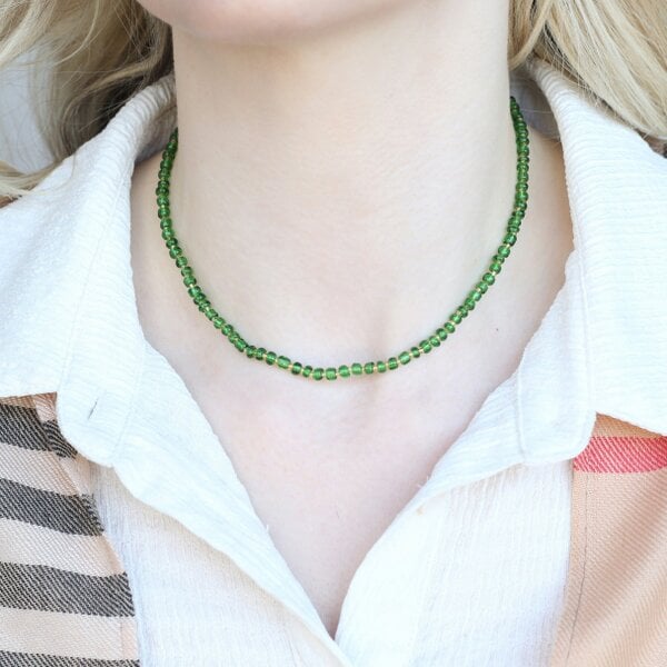 The Colourful Aura Green Crystal Quartz Tassel Mala Necklace