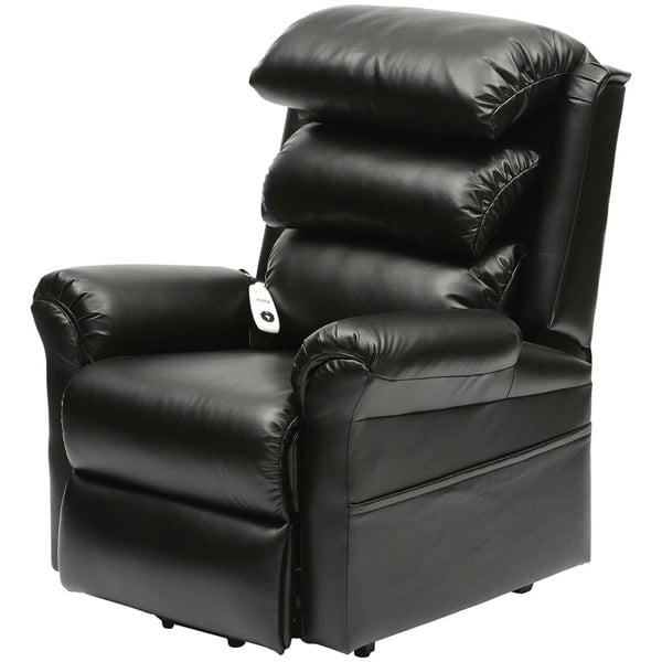 Wall Hugging Rise and Recline Lounge Chair - Wipe Clean PU Leather - Black Loops