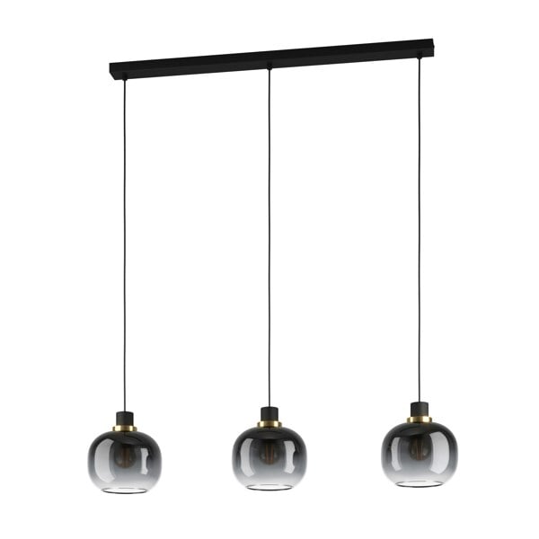 EGLO Oilella Linear Glass Pendant Light Black And Grey