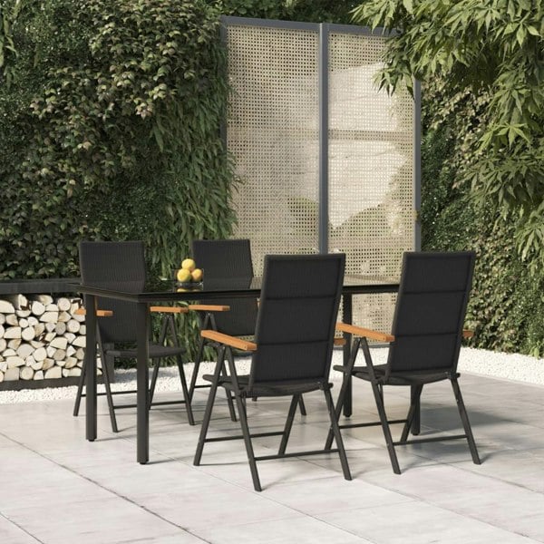 Berkfield 5 Piece Garden Dining Set Black and Brown Poly Rattan
