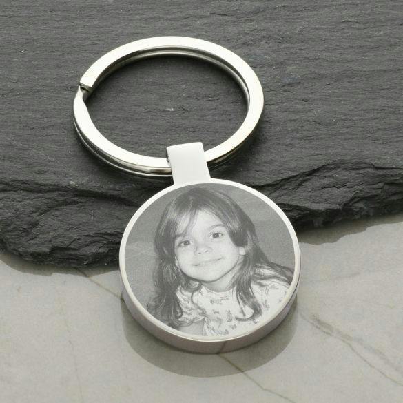 Christopher James of London Stainless Steel Photo Engraved Round Keyring