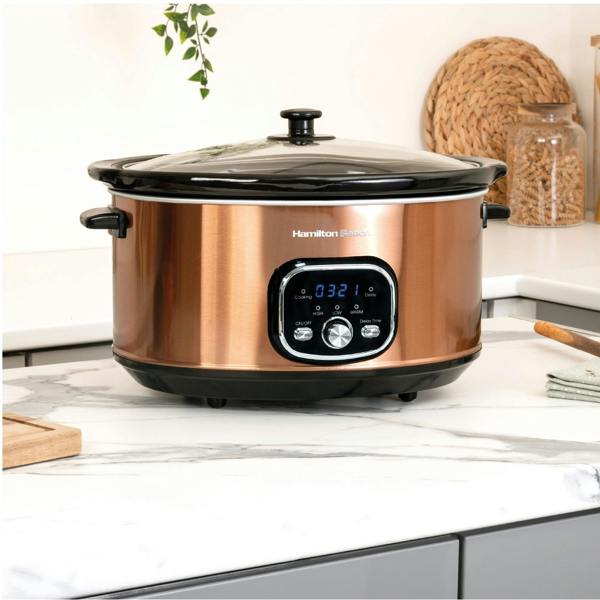 Hamilton Beach Digital 6.5L Oval Slow Cooker - Copper