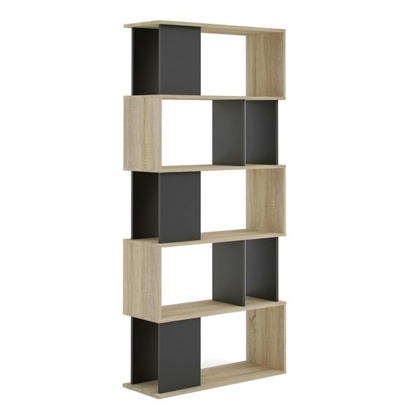 Furniture To Go Maze Open Bookcase 4 Shelves in Oak and Black