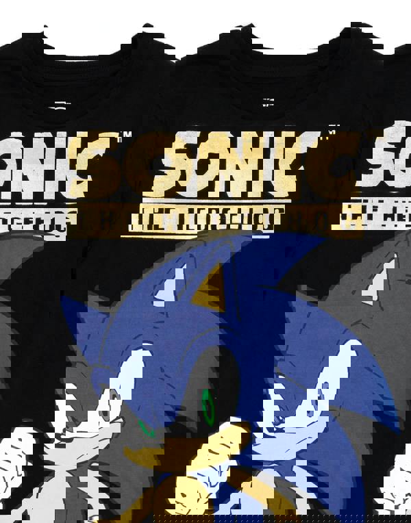 Sonic the Hedgehog Boys Black Japanese Text Print Short Sleeved T-Shirt
