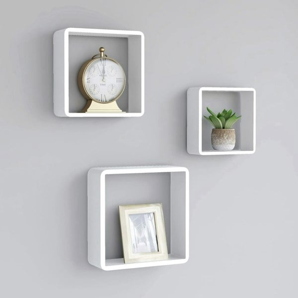 Berkfield Wall Cube Shelves 3 pcs White MDF