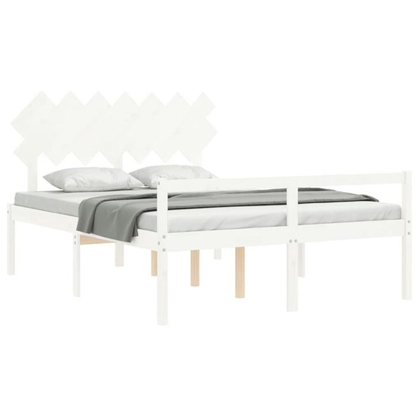 Berkfield Bed Frame with Headboard White 140x190 cm Solid Wood