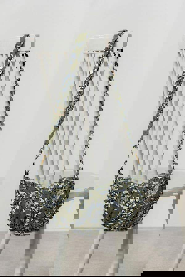 Harvest Print Cord Crossbody Bag Navy Navy | Lily and Me Clothing