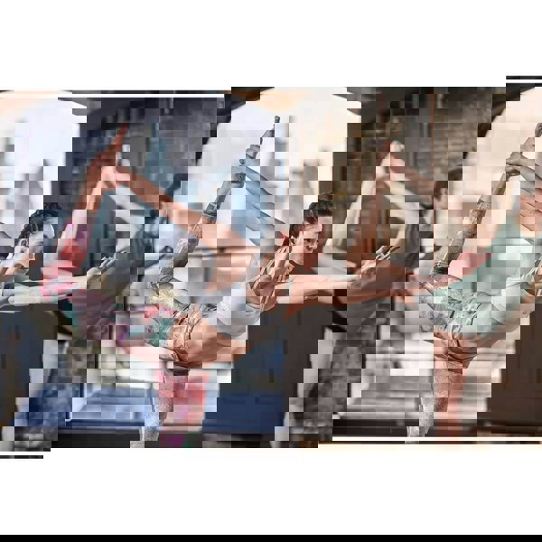 Yoga class performing yoga poses