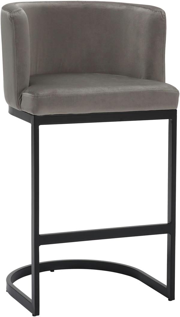 Lamboro Velino Velvet Kitchen Bar Stools, Matt Black Cantilever Frame, Seat With Backrest, Breakfast & Home Bar Stool - Grey