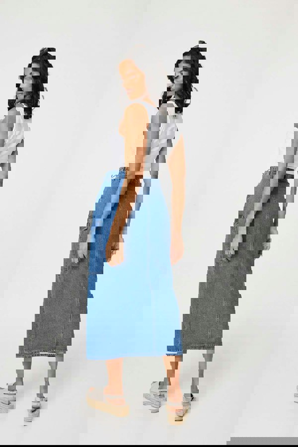 Blue | Denim High Waist Split Midi Skirt