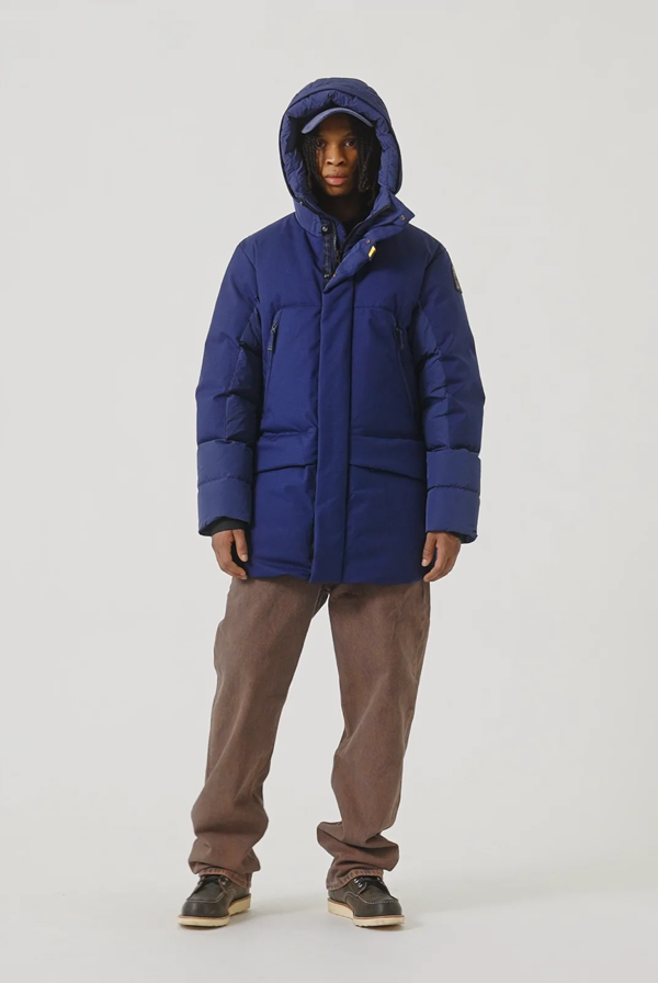 Parajumpers Hikari Peacot Dark Blue Long Hooded Down Jacket