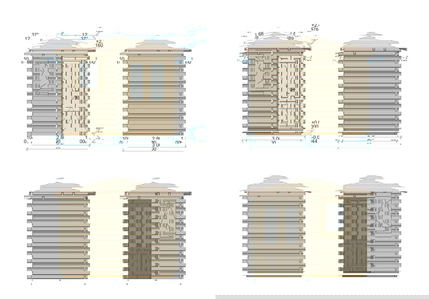 Shire Lukne 9x9 Corner log Cabin 44mm Cladding