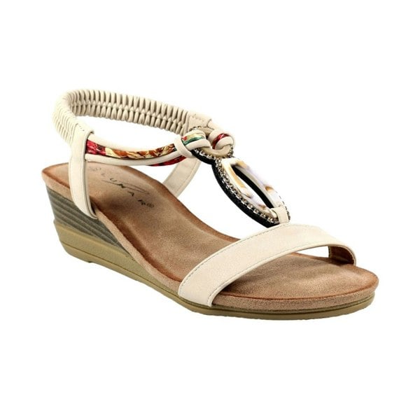 Lunar Womens Genoa Wedge Sandals - Beige