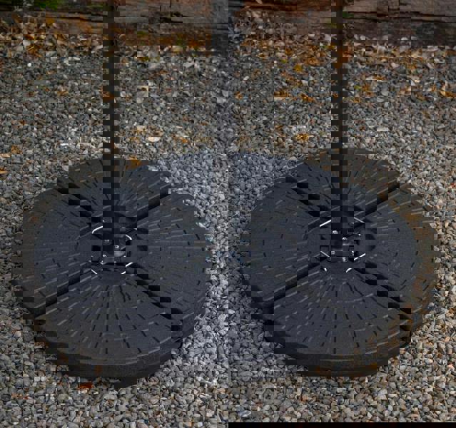 Samuel Alexander Outdoor 4 Person Round Glass Top Garden Dining Table Chairs With Green Banana Parasol and Base Set