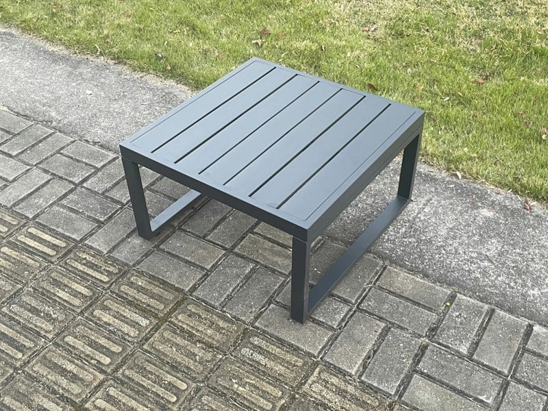 Fimous Square Aluminium Garden Coffee Table for Patio, Balcony, Terrace, Swimming Pool - Dark Grey