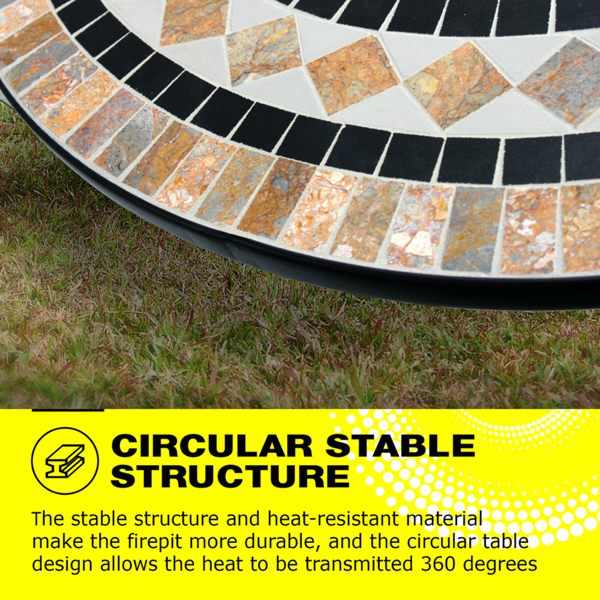 Centurion Supports Fireology BELUGA Opulent Garden and Patio Round Heater, Fire Pit, Brazier, Coffee Table, Barbecue and Ice Bucket - Marble Finish