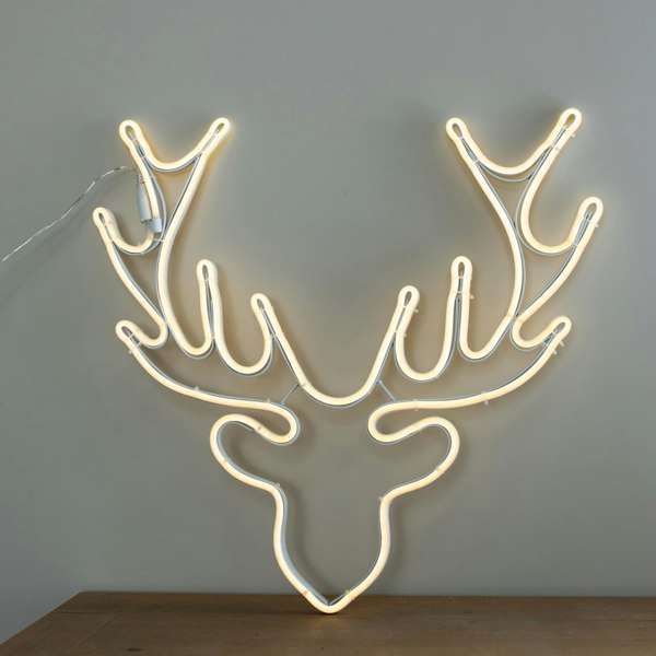 Samuel Alexander 58cm Light up Neon Flex Christmas Reindeer Head with Warm White LEDs