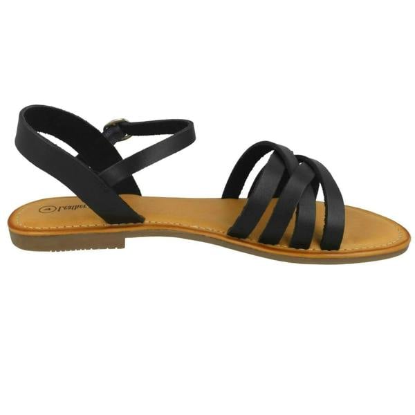 Leather Collection Ladies Leather Collection Flat Strappy Sandals F00196