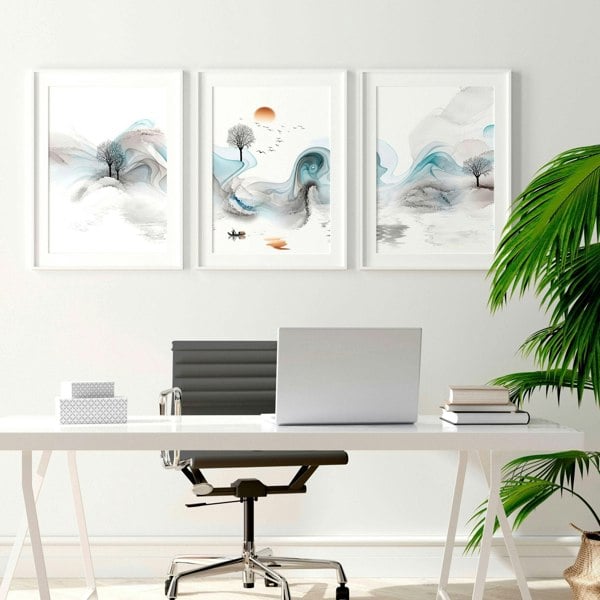 Home office prints | set of 3 framed wall art