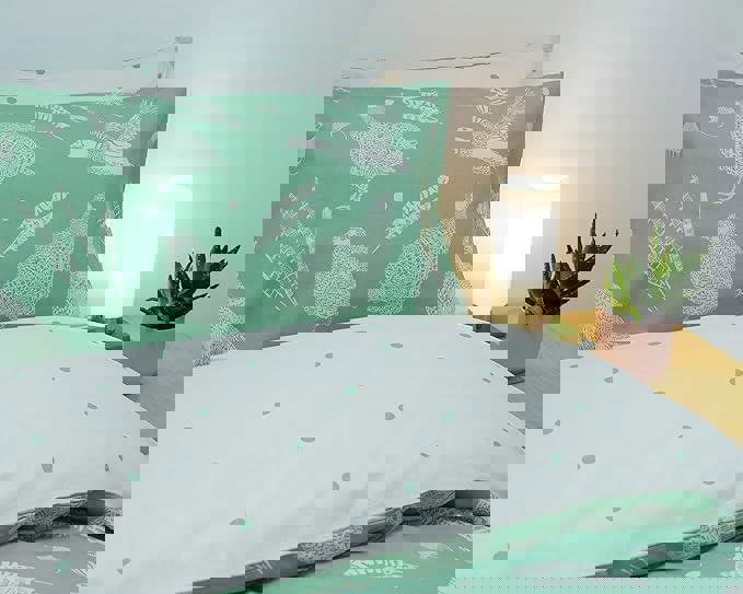 Creative Cloth Moorland Birds Double Duvet Reversible Set Green