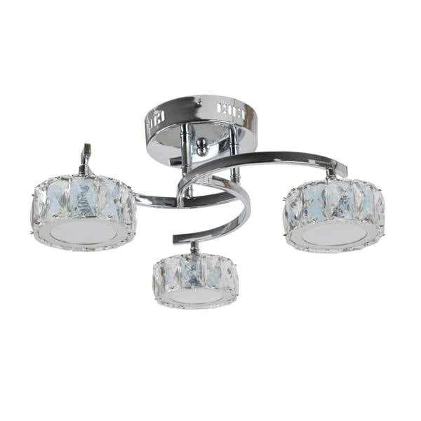 Pagazzi Lighting Dilan 3 Light Polished Chrome LED Semi Flush Ceiling Light