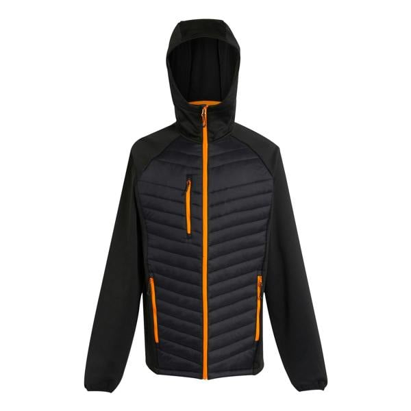 Regatta Mens Navigate Quilted Hybrid Jacket - Black/Orange Pop - 