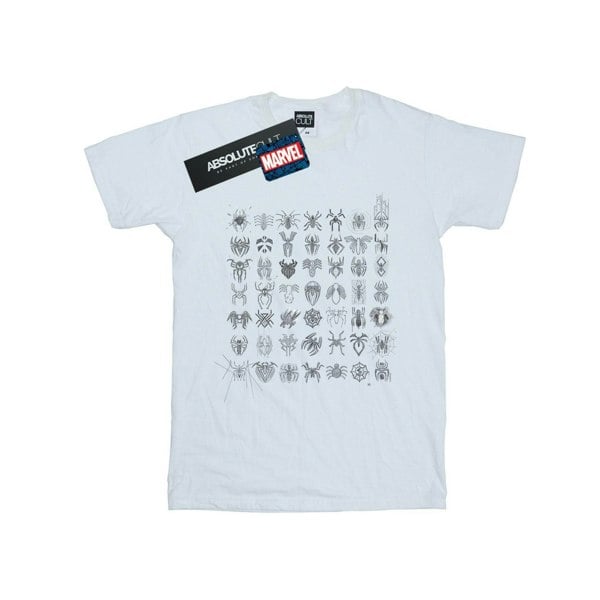 Marvel Mens Spider-Man Spidey Symbols Sketched T-Shirt - White